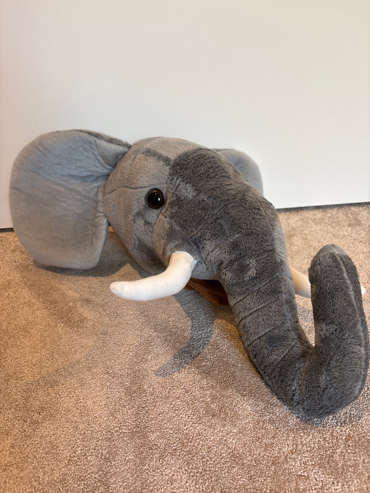 Safari Olifant Hoofd Knuffel voor Kinderkamer, Ophalen of Verzenden, Zo goed als nieuw, Grijs, Olifant