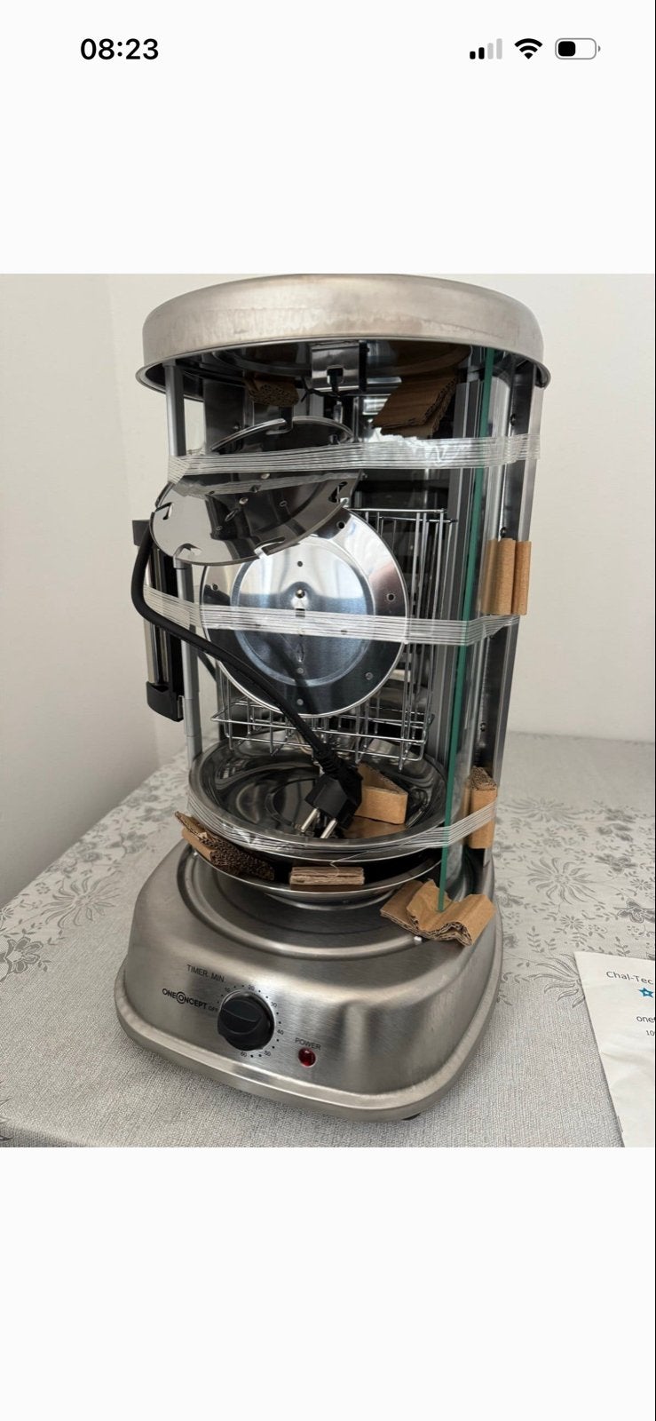 Nieuwe OneConcept Vertikalgrill - Perfect voor kip en shoarm, Overige merken, Minder dan 45 cm, Nieuw, Ophalen of Verzenden
