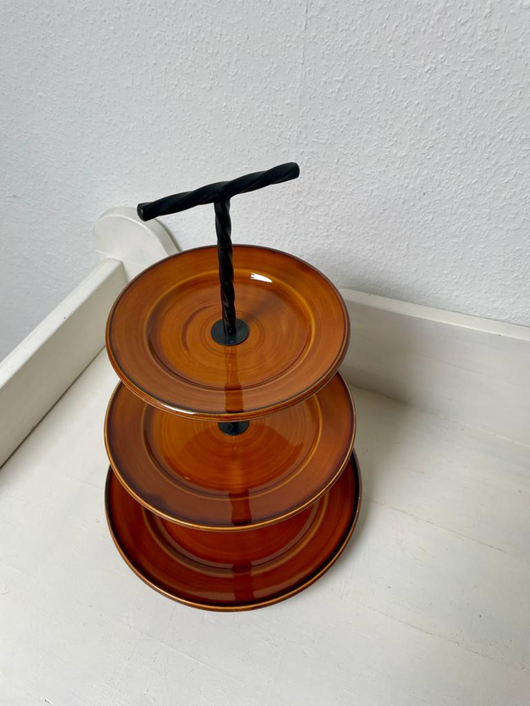 Vintage etagère met Franse borden, Ophalen of Verzenden, Overige stijlen, Bord(en)