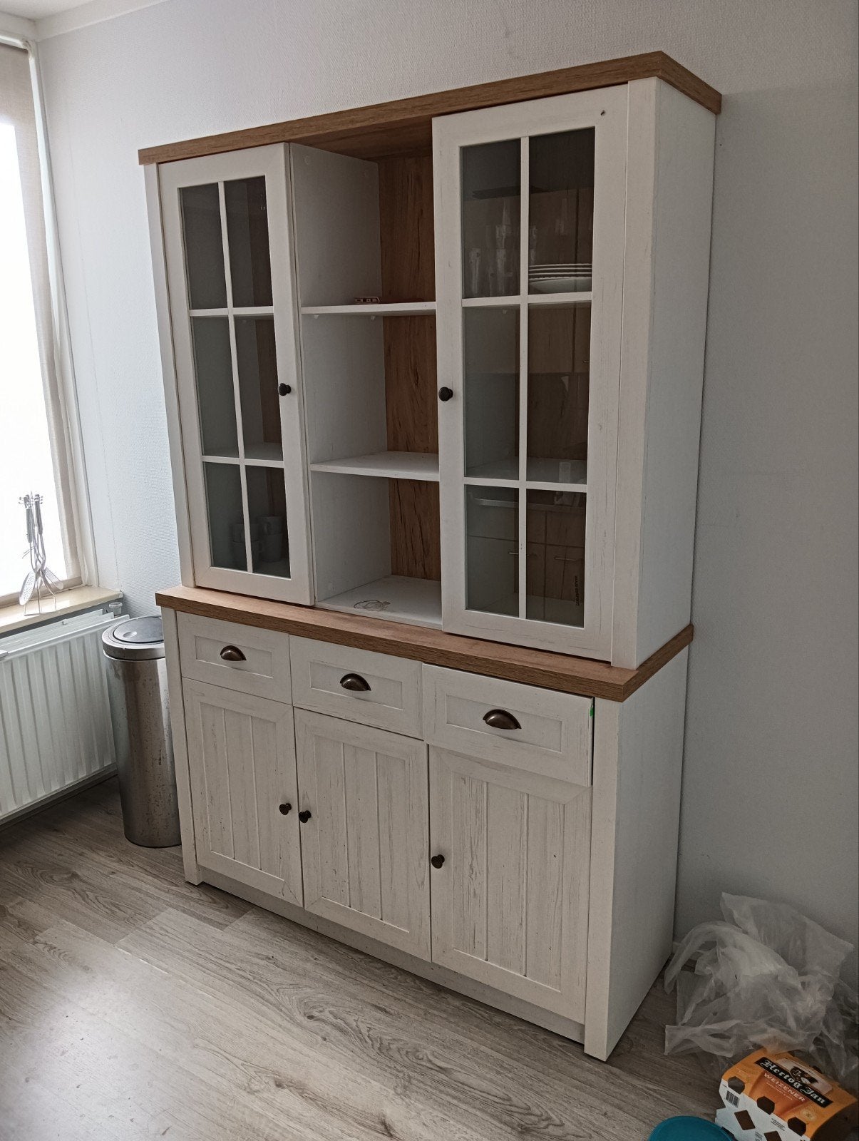 Buffetkast wit met houten blad, Huis en Inrichting, Ophalen, Gebruikt, Landelijk, 150 tot 200 cm