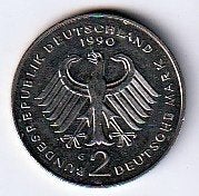 2  mark  1990  G  Duitsland. km. 170, Ophalen of Verzenden, Duitsland, Losse munt