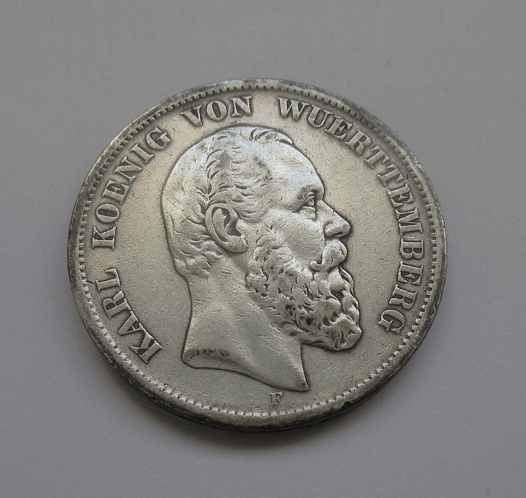 Württemberg 5 mark 1876, Verzenden, Duitsland, Zilver