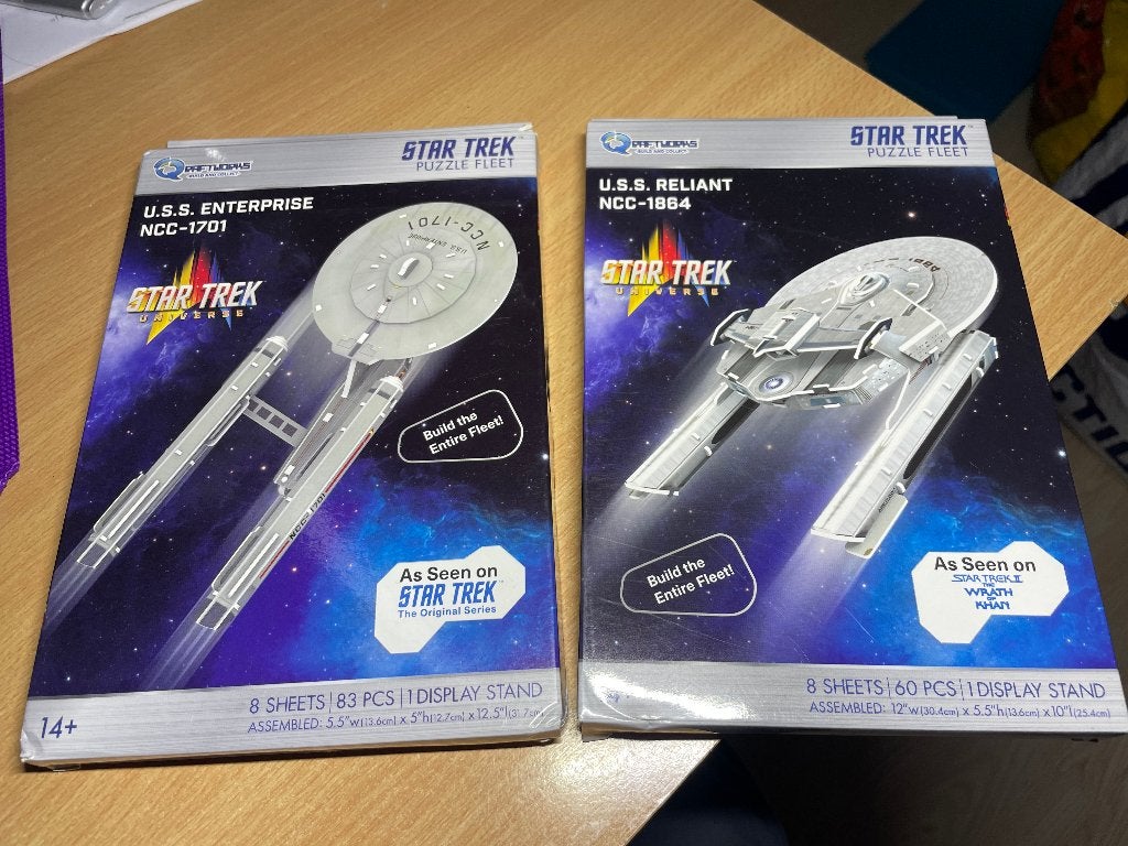 Star Trek QMX Enterprise & Reliant 3D puzzel, Verzamelen, Ophalen of Verzenden, Nieuw, Film, Beeldje, Replica of Model