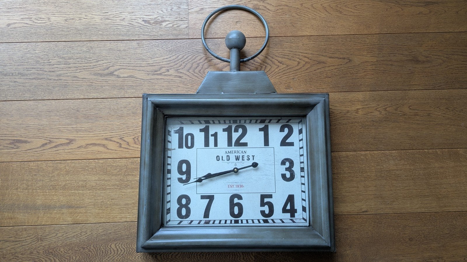 Industriële vintage metalen klok groot, Huis en Inrichting, Ophalen, Wandklok, Grijs, Analoog