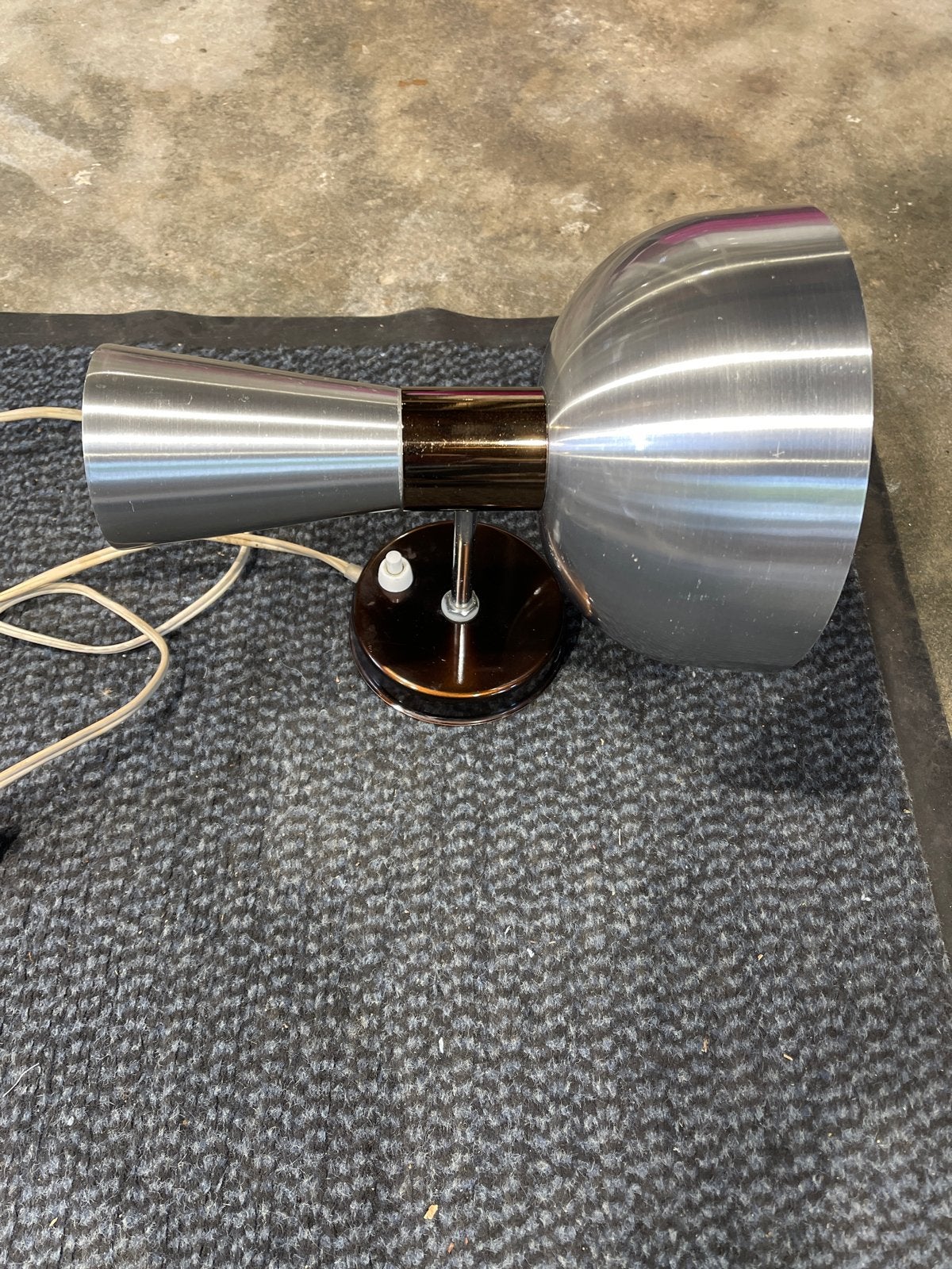 Herda Diabolo Vintage metalen wandlamp, geborsteld aluminium, Huis en Inrichting, Lampen | Wandlampen, Ophalen of Verzenden, Gebruikt