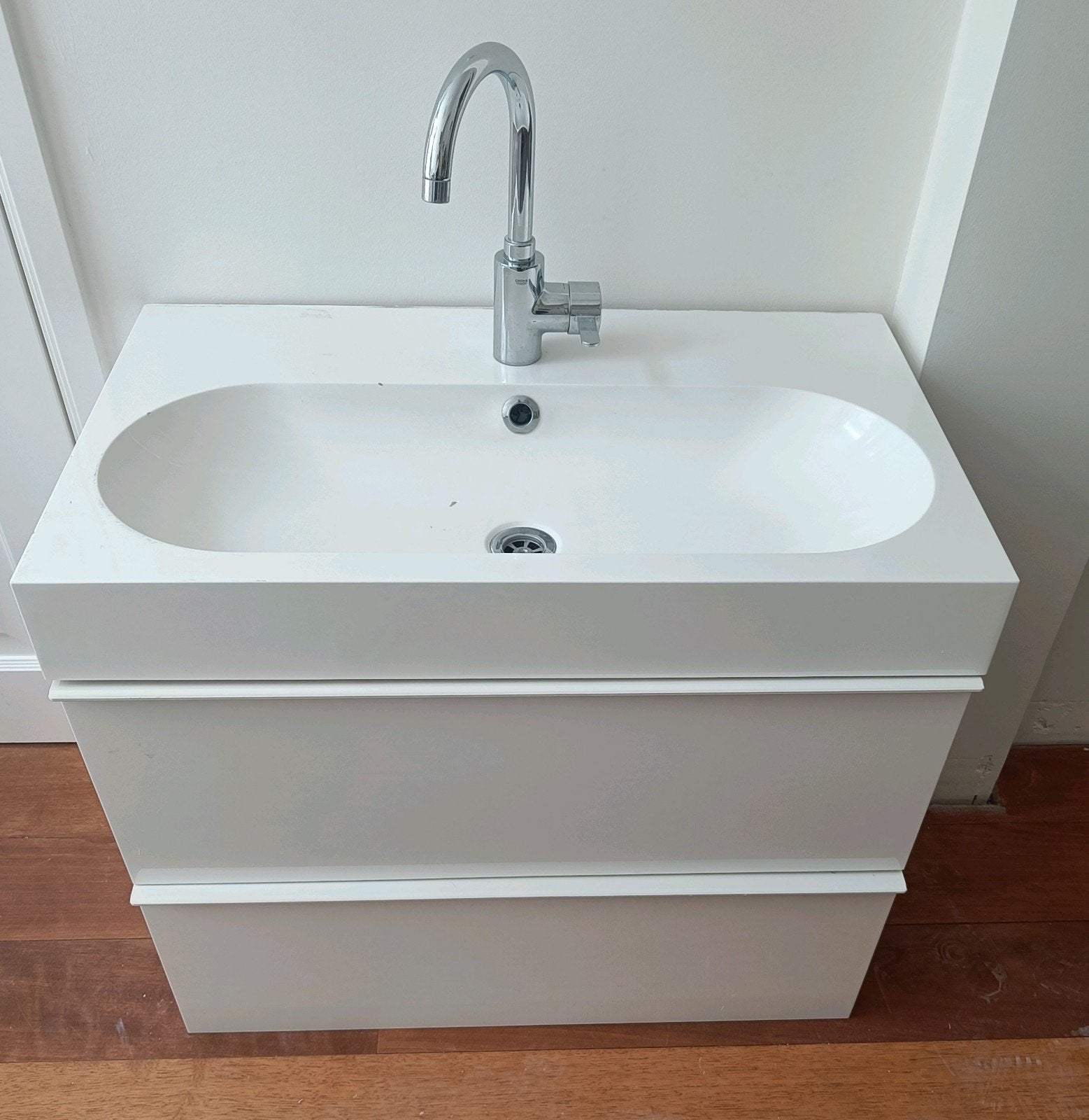 Wit badkamermeubel ikea (beschadigd! Zie foto's), Ophalen, Gebruikt, 50 tot 100 cm, Minder dan 100 cm