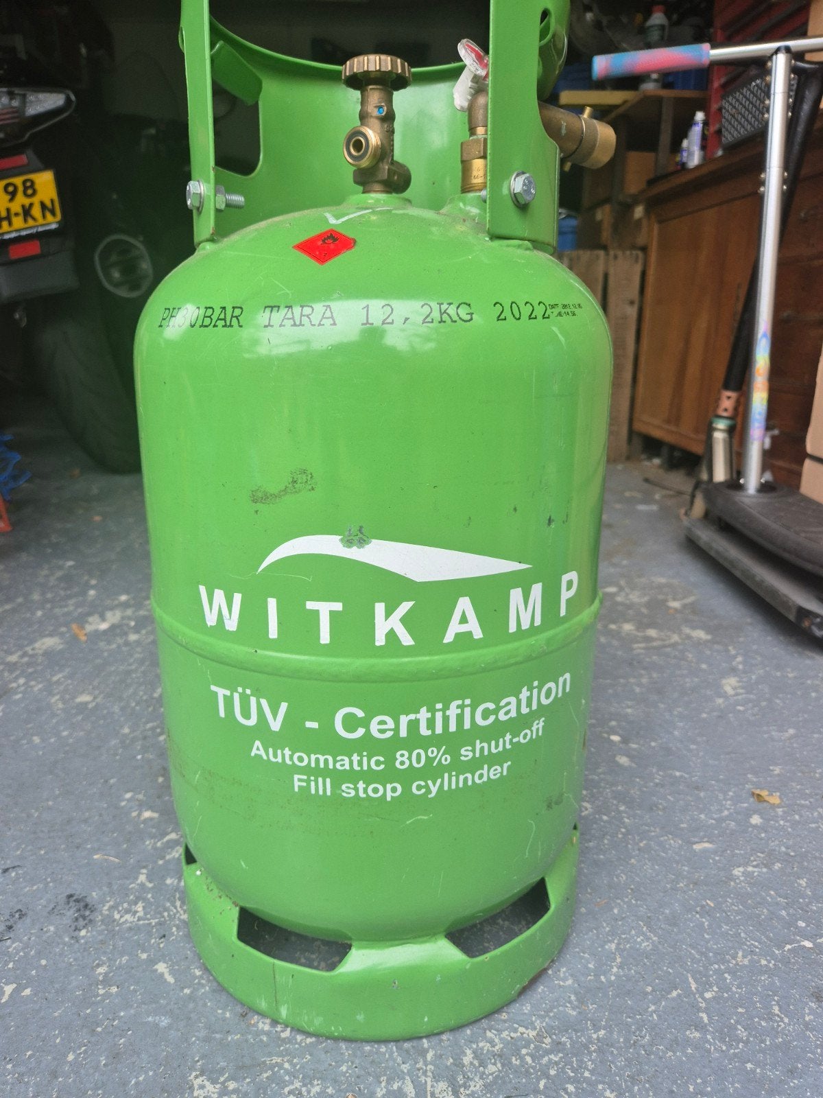 Witkamp LPG gasfles 11kg/ 27 liter met meter, Ophalen, Gebruikt