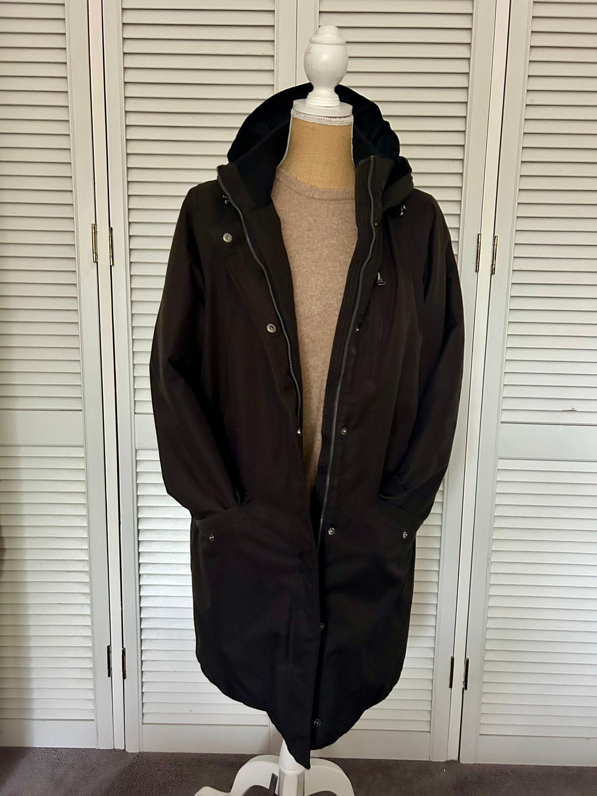 Geisha parka winterjas xl 42 zwart dames, Ophalen of Verzenden, Zo goed als nieuw, Maat 42/44 (L), Zwart