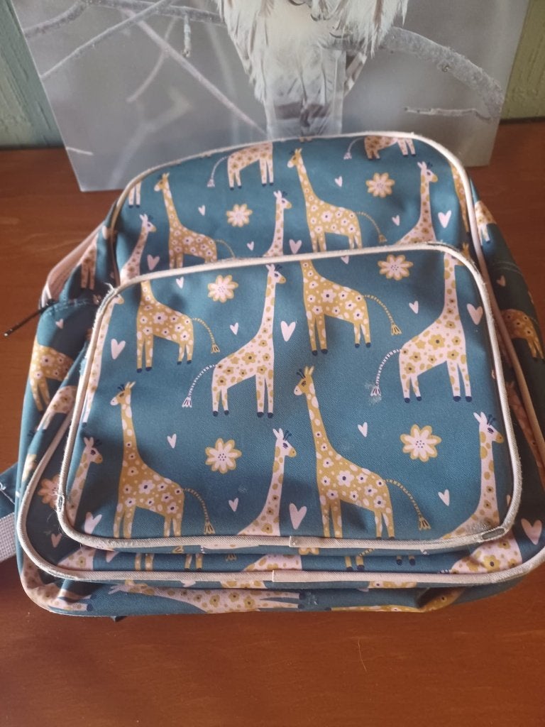 Leuke Valiant Kinderrugzak met Giraffen – Groen/Blauw, Overige merken, Gebruikt, Minder dan 30 cm, Verzenden
