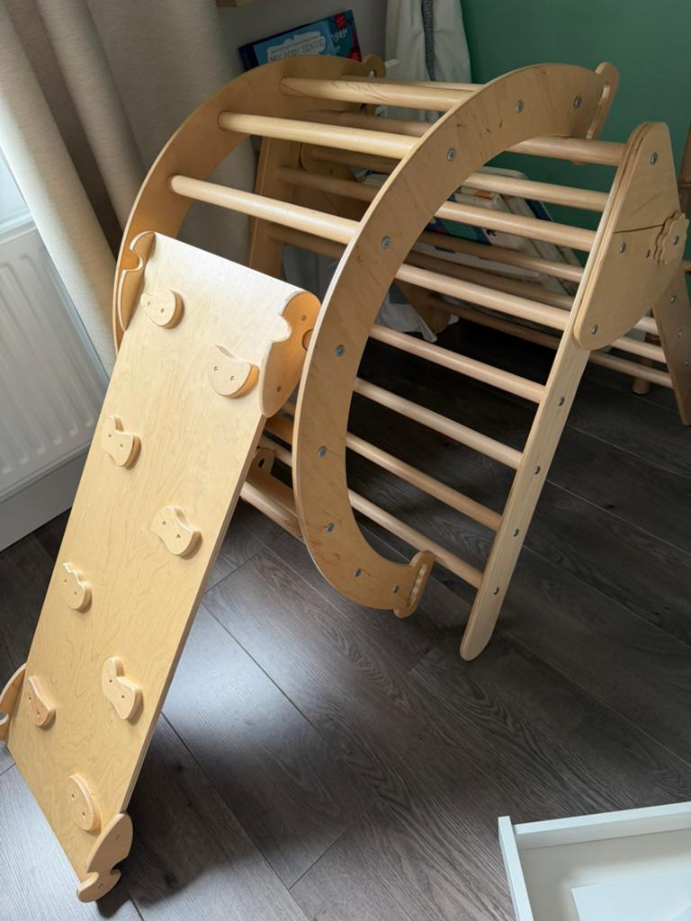 WoodAndHearts Klimrek met Glijbaan - Zo goed als nieuw, Ophalen, Zo goed als nieuw, Glijbaan