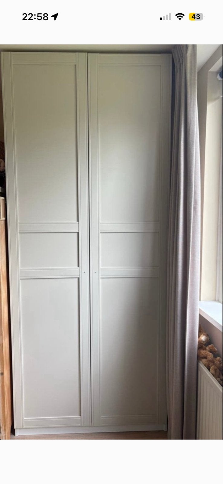 Pax kast wit met beige deuren, Ophalen, 200 cm of meer, 50 tot 100 cm, Zo goed als nieuw
