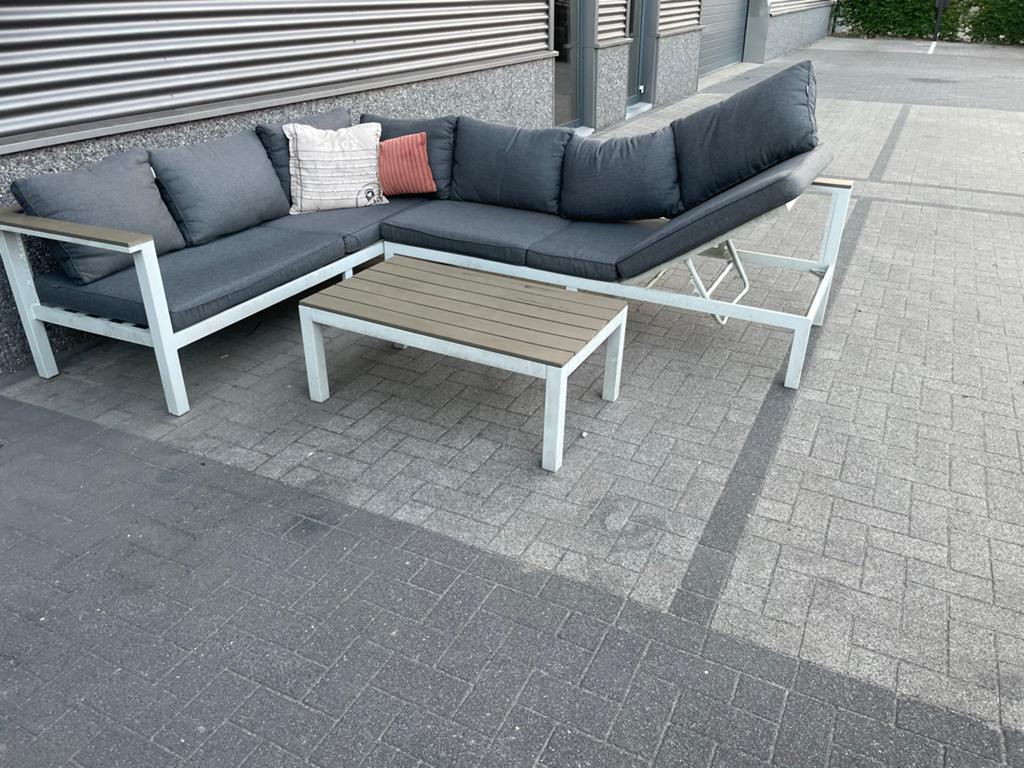 Prachtige Intratuin aluminium witte hoekloungeset, Tuin en Terras, Tuinsets en Loungesets, 5 zitplaatsen, Aluminium, Ophalen of Verzenden