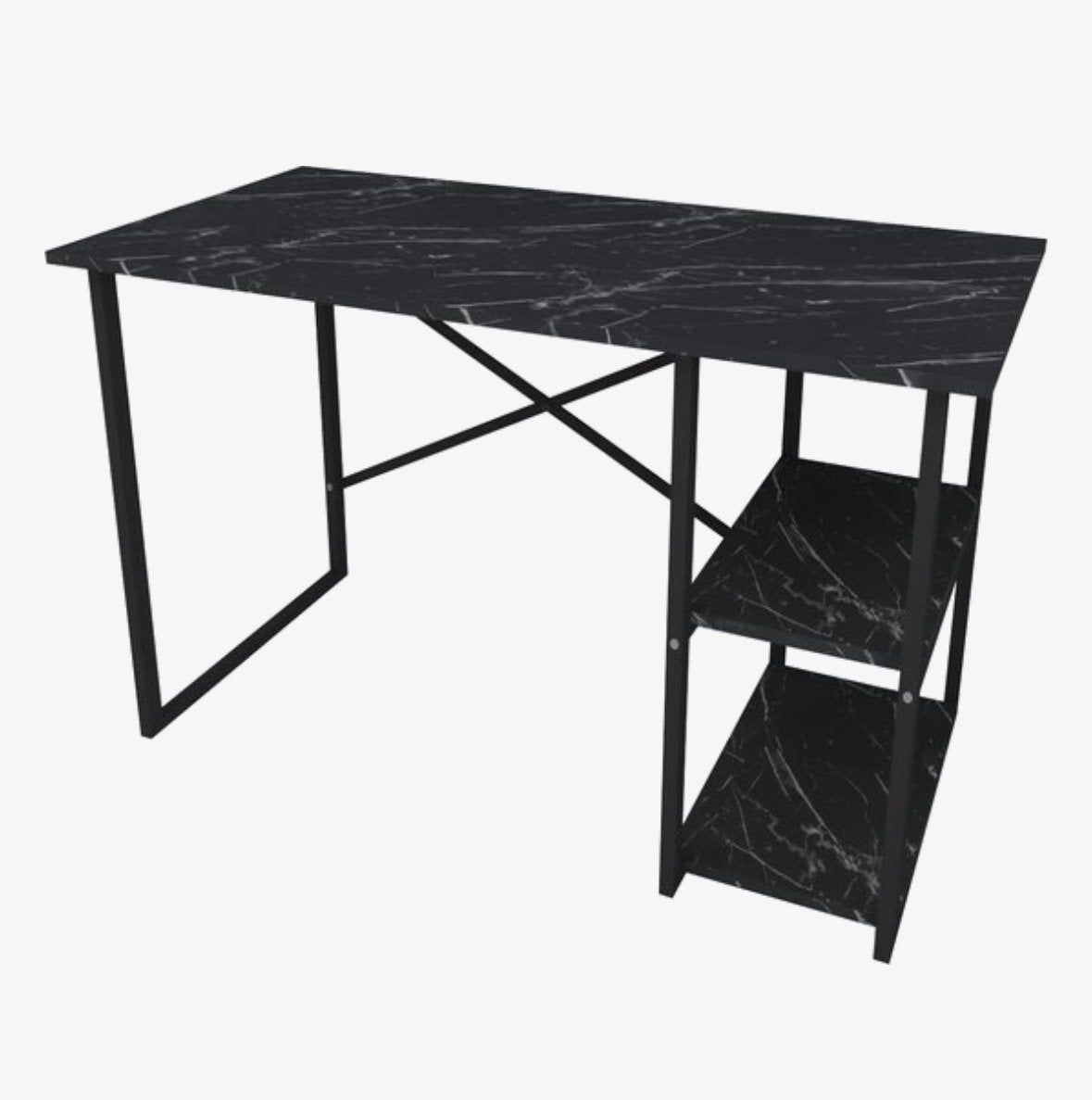 Modern Bureau - Zwart Marmer, Ophalen, Zwart, 120 cm, Zo goed als nieuw