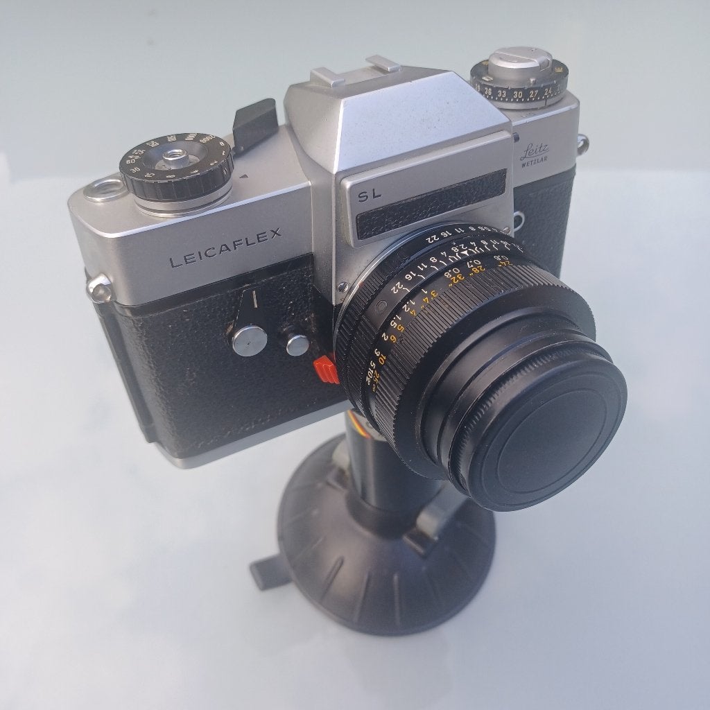 Leica Leicaflex SL (1970) – Elmarit-R 35mm f/2.8, Ophalen of Verzenden, Gebruikt, Spiegelreflex, Leica