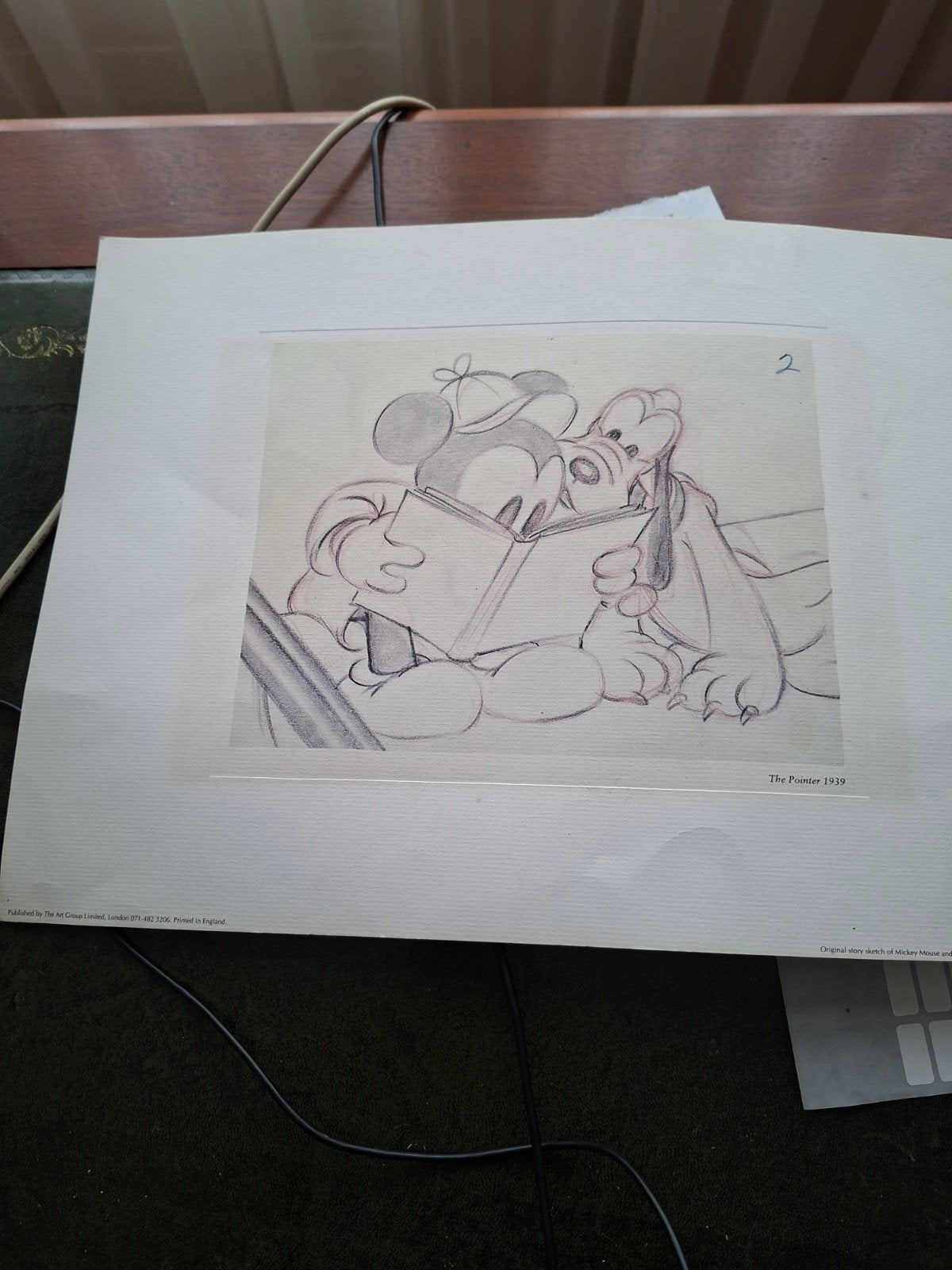 Vintage Disney 'The Pointer 1939' schets van Mickey & Pluto, Ophalen of Verzenden, Tekening, Potloodtekening