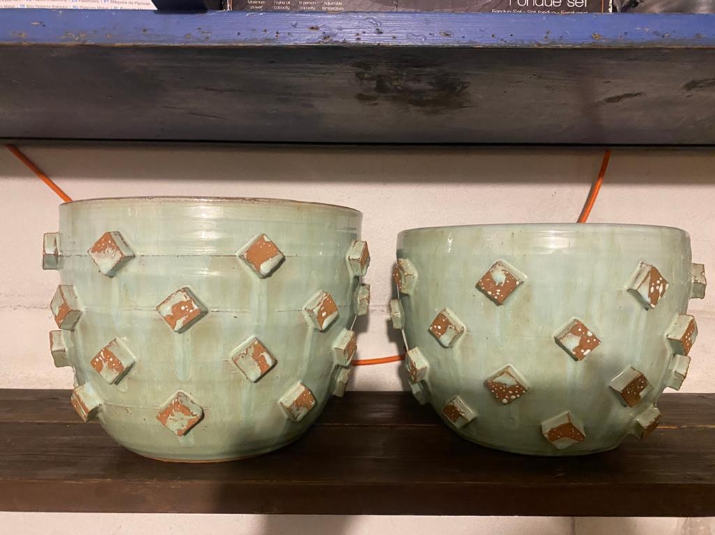 2x Des Pots bloempot mint groen, Ophalen, Rond, Zo goed als nieuw, Balkon