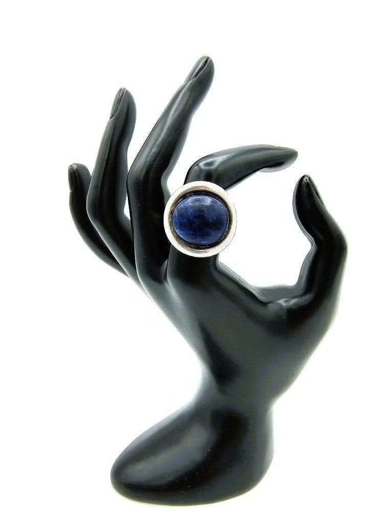 Zilveren design ring met blauwe steen, 17,5 mm, Info@zilverwebsite.nl, Verzenden, Zo goed als nieuw, 17 tot 18