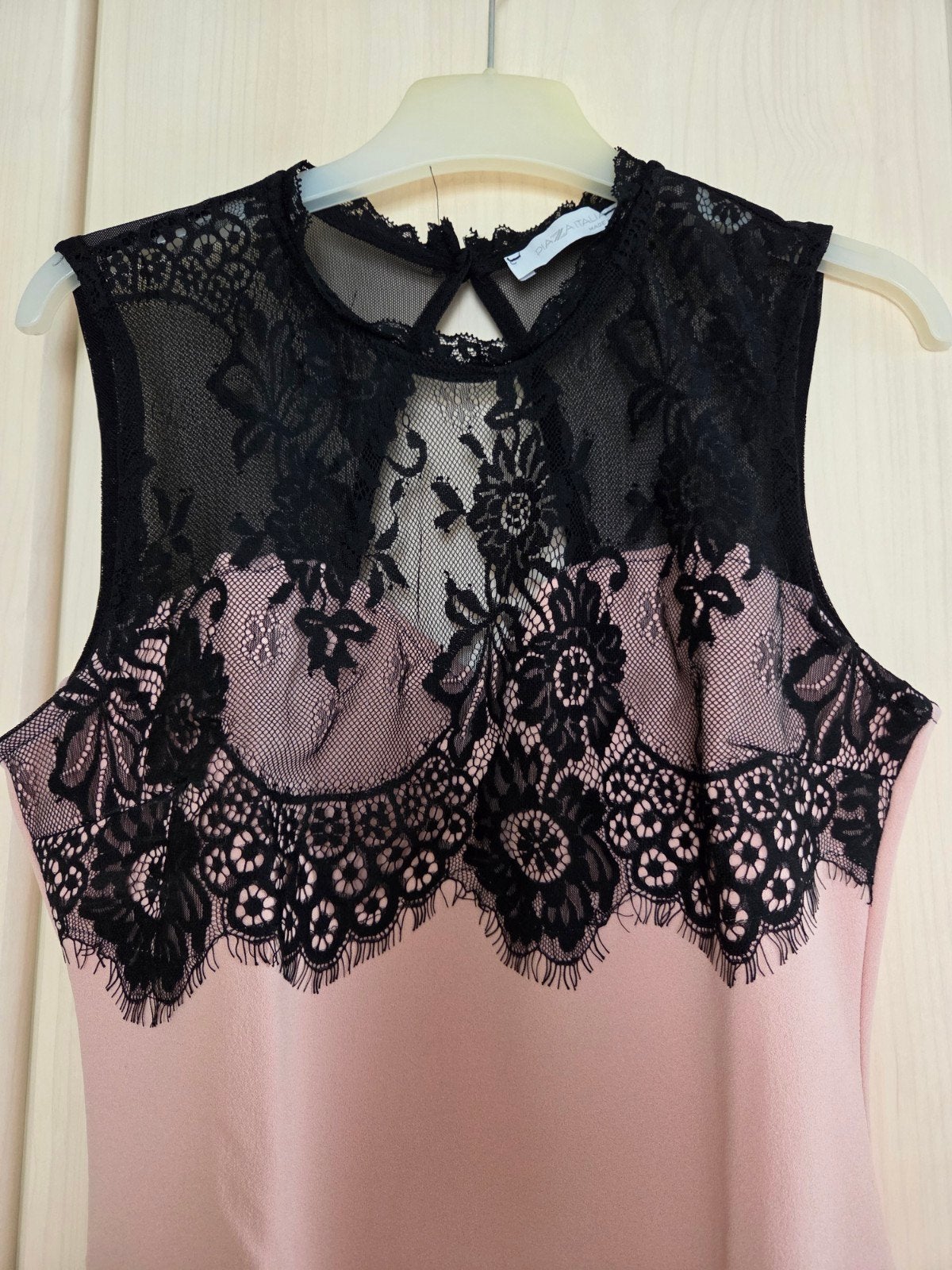 Piazza Italia Bodysuit Zwart Kant & Lichtroze Maat M, Maat 38/40 (M), Piazza Italia, Nieuw, Ophalen of Verzenden