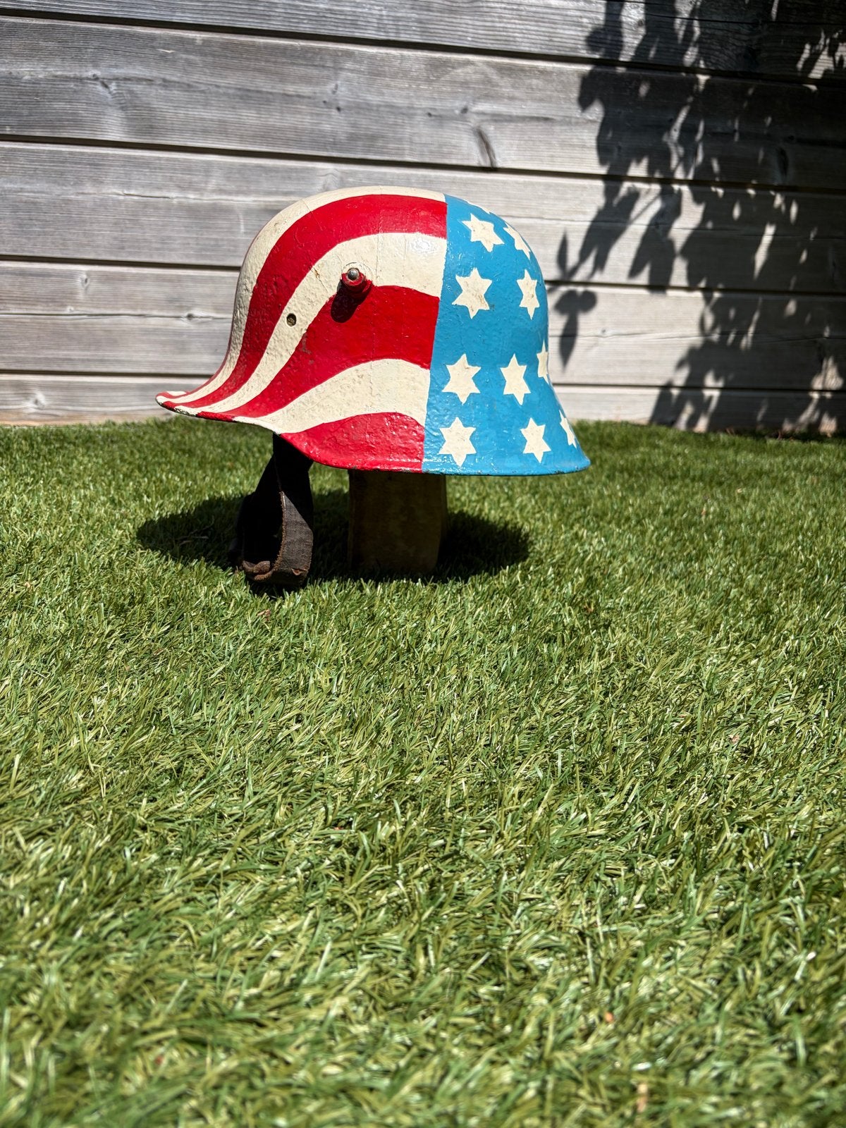 Unieke WW1 Duitse stahlhelm met Amerikaanse vlag, Verzamelen, Militaria | Tweede Wereldoorlog, Landmacht, Helm of Baret, Duitsland
