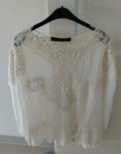 Cremekleurige fijne blouse van ZARA maat S, Zara, Ophalen of Verzenden, Zo goed als nieuw, Maat 38/40 (M)