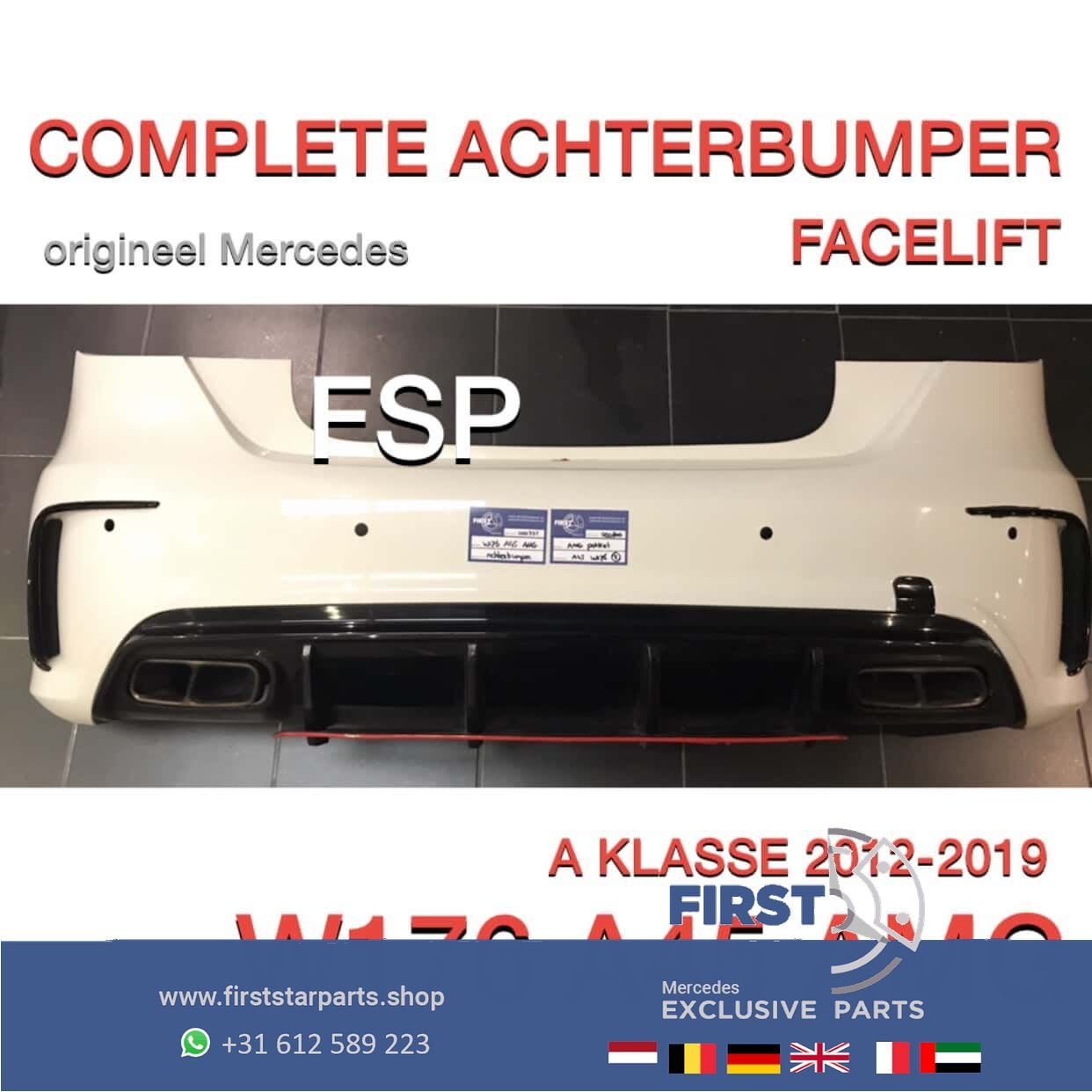 W176 A45 AMG FACELIFT ACHTER BUMPER Mercedes A Klasse WIT OR, Gebruikt, -, Ophalen of Verzenden, Achter