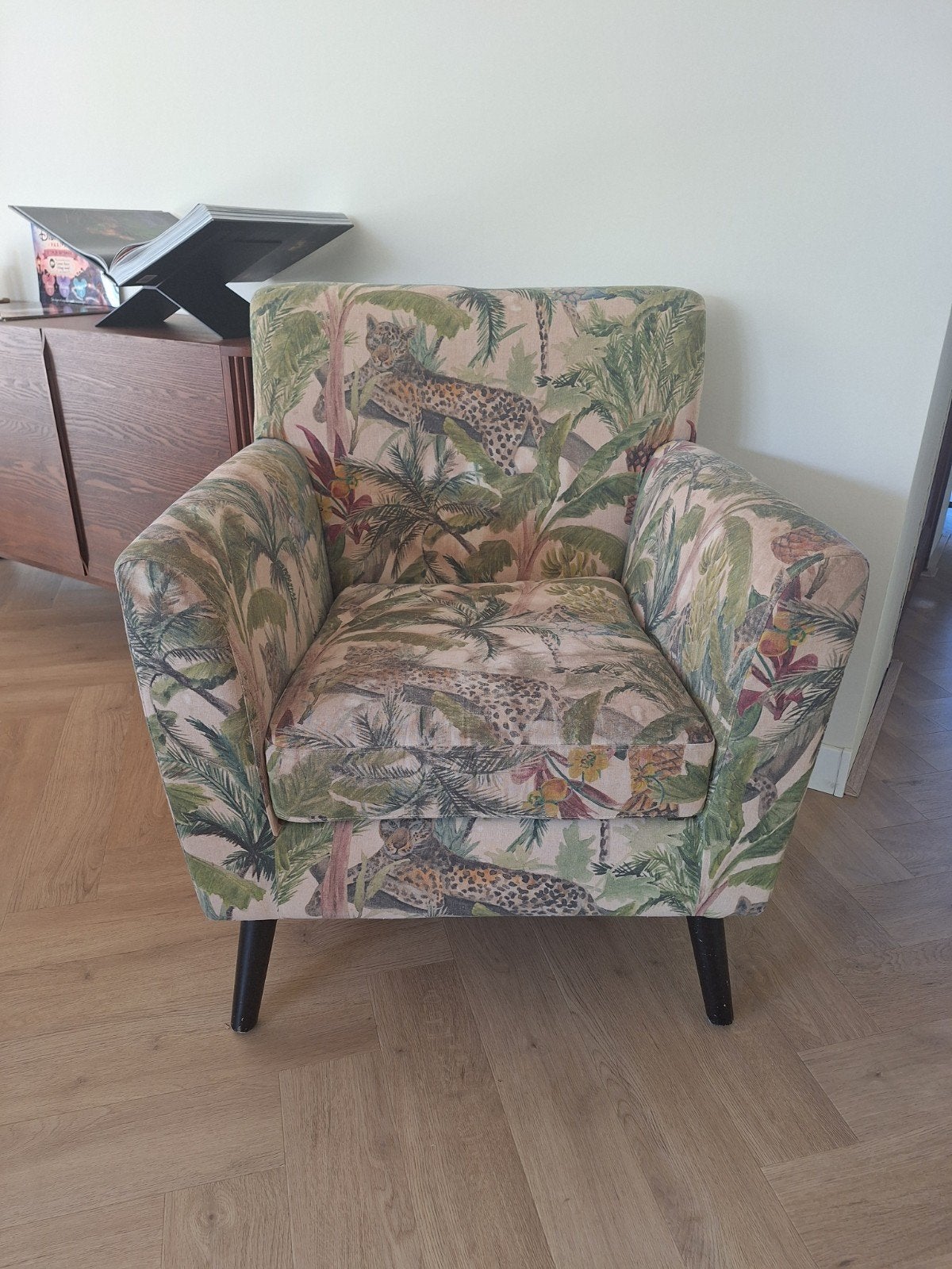 Fauteuil met jungleprint - 70x70 cm, Huis en Inrichting, Fauteuils, Ophalen, Gebruikt, Minder dan 75 cm, 50 tot 75 cm