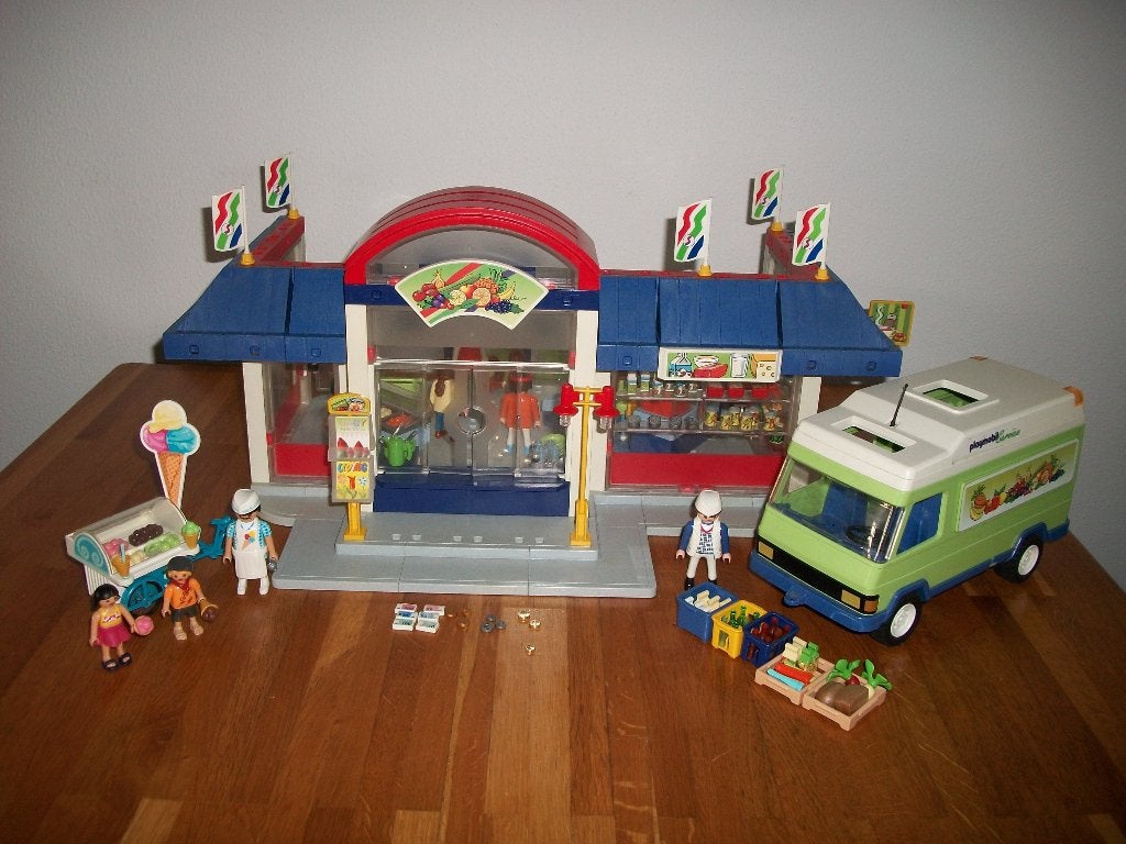 3200 de supermarkt + kassa + SRV-wagen + ijsverkoper, Ophalen of Verzenden, Zo goed als nieuw, Complete set