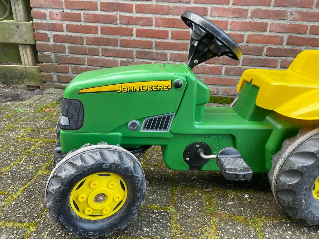 John Deere traptrekker met Lesscher aanhangwagen, Ophalen of Verzenden, Gebruikt, Trapvoertuig