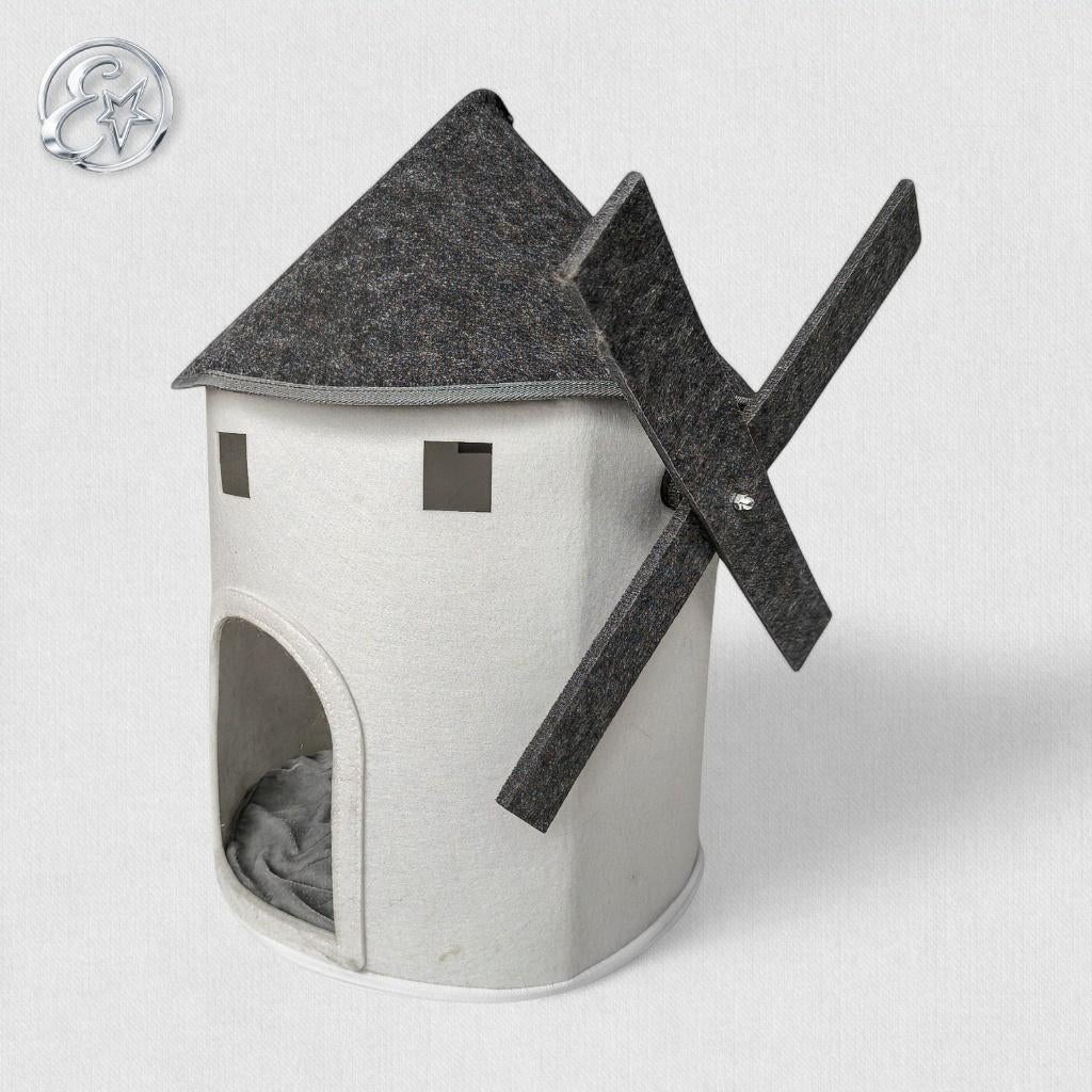 Vilten dierenhuisje in de vorm van een molen, Dieren en Toebehoren, Kattenmanden, Zo goed als nieuw, Vilt, Verzenden