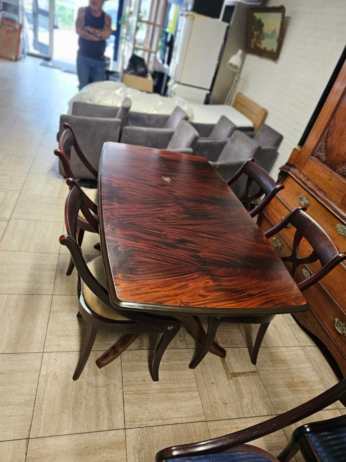 Antieke eettafel met vlek, Ophalen of Verzenden