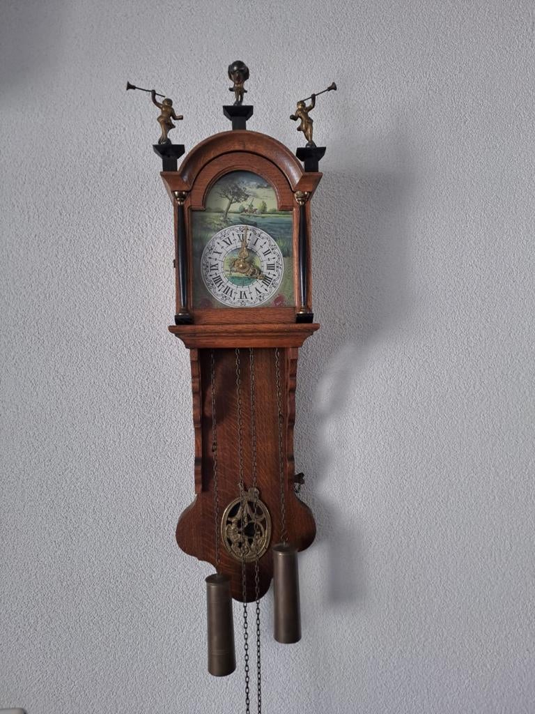 Antieke Friese Staartklok - Prachtig Houten Design, Ophalen of Verzenden