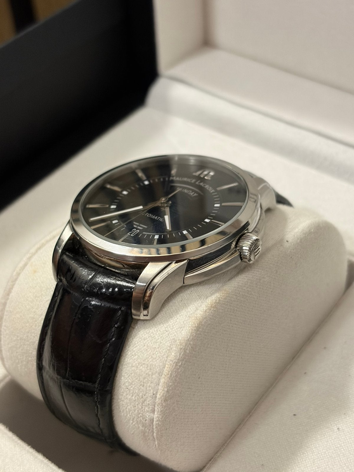 Maurice Lacroix Pontos Day-Date, Ophalen of Verzenden, Zo goed als nieuw, Staal, Overige merken