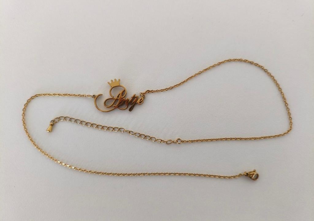 Ketting 'Antje' met kroontje, Verzenden, Gebruikt, Goud