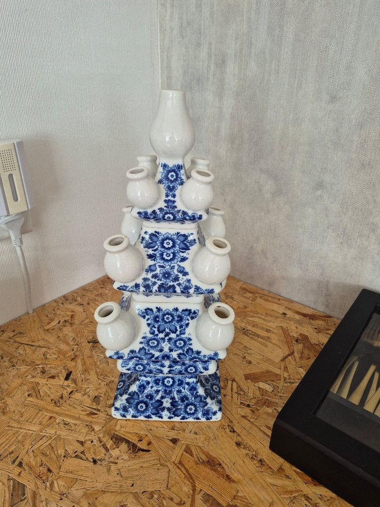 Delfts Blauwe Tulpenvaas - 3-delige set, Huis en Inrichting, Blauw, Aardewerk of Porselein, Ophalen of Verzenden, Zo goed als nieuw