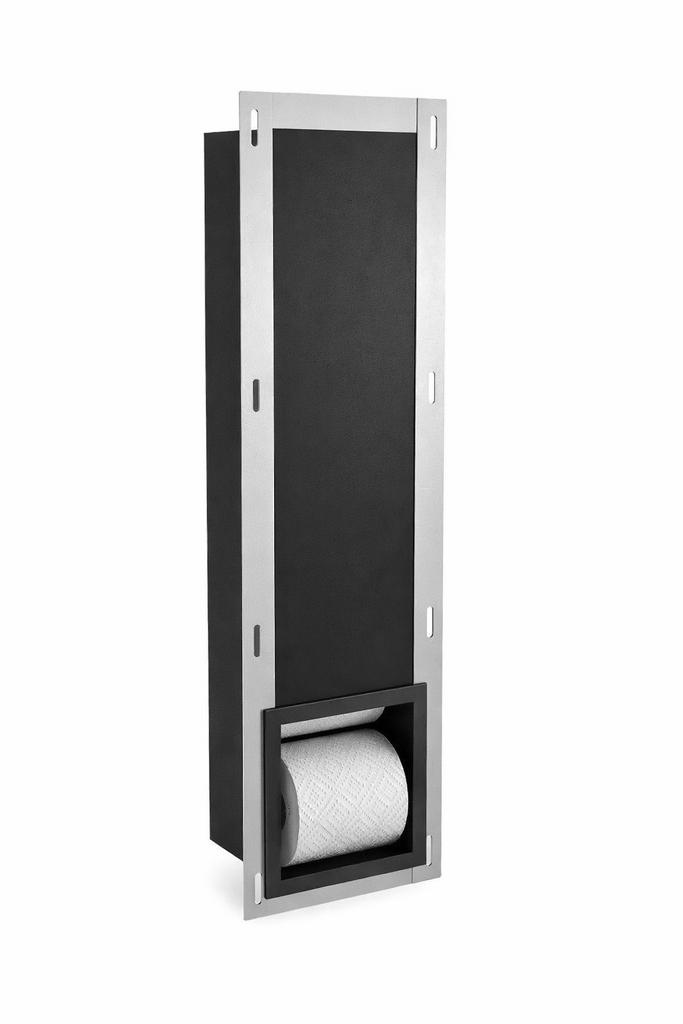 Inbouw toiletrolhouder - reserve rolhouder - Zwart, Verzenden, Nieuw, Rvs, Toilet