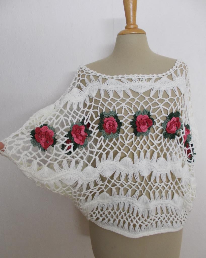 Crochet/Ibiza beige gehaakte top van Molly Bracken! L/XL, Kleding | Dames, Tops, Zo goed als nieuw, Maat 38/40 (M), Beige, Korte mouw