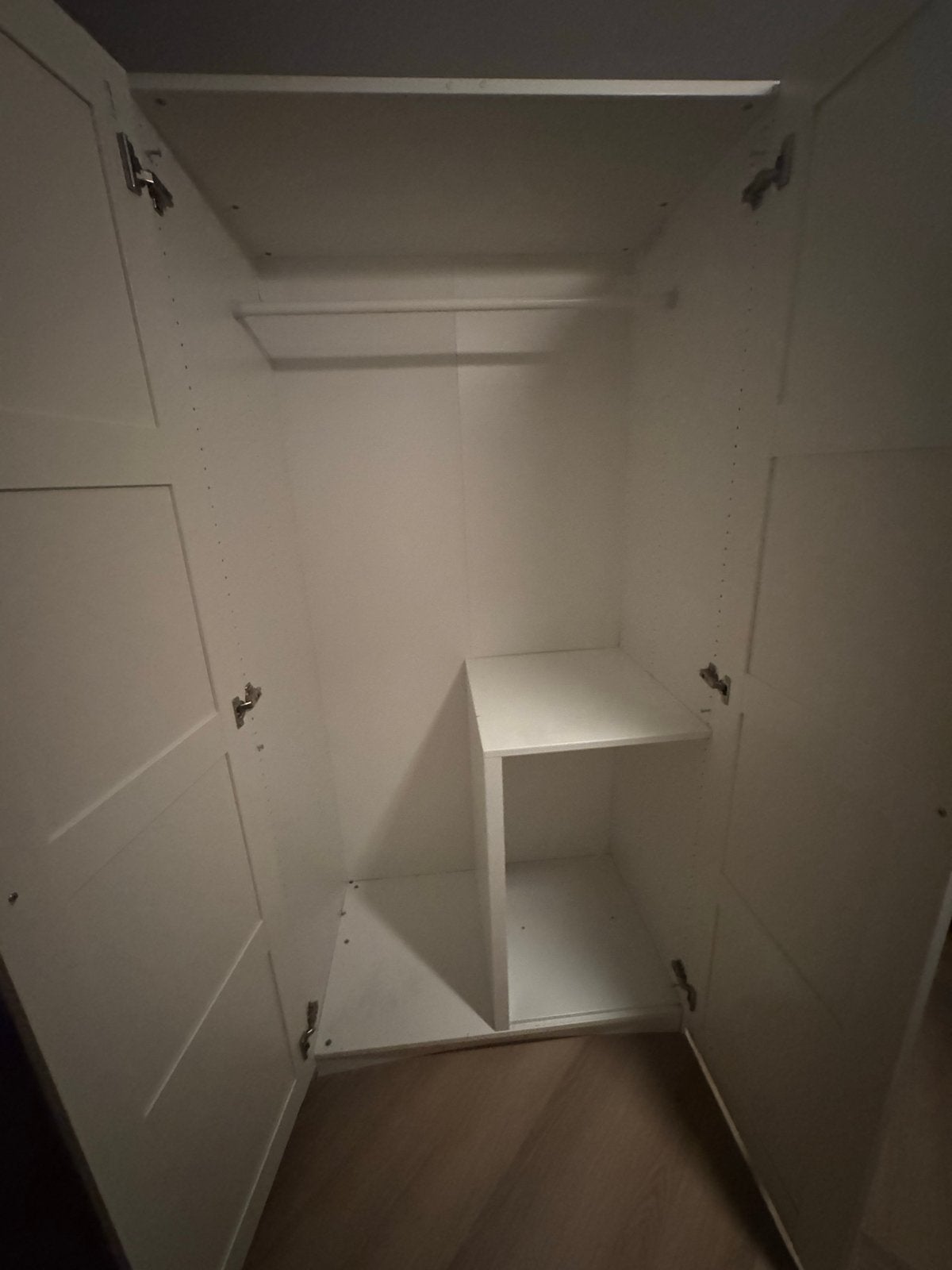 Witte Pax Kast 4-deurs met planken, lades en hangruimte, Ophalen, Gebruikt, 100 tot 150 cm, 200 cm of meer