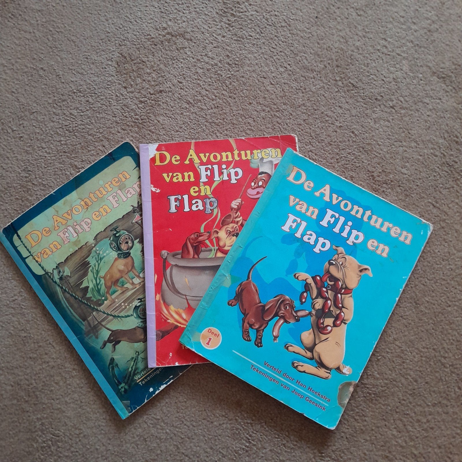 3 stripboeken " De avonturen van Flip en Flap", Meerdere stripboeken, Ophalen of Verzenden, Gelezen, Han Hoekstra