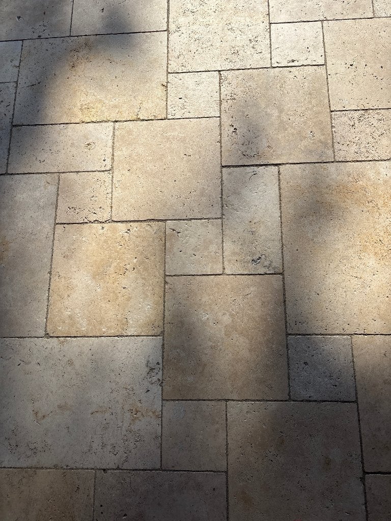Travertin ca 30m2 groot romaans verband, Ophalen, Nieuw, Terrastegels, Natuursteen