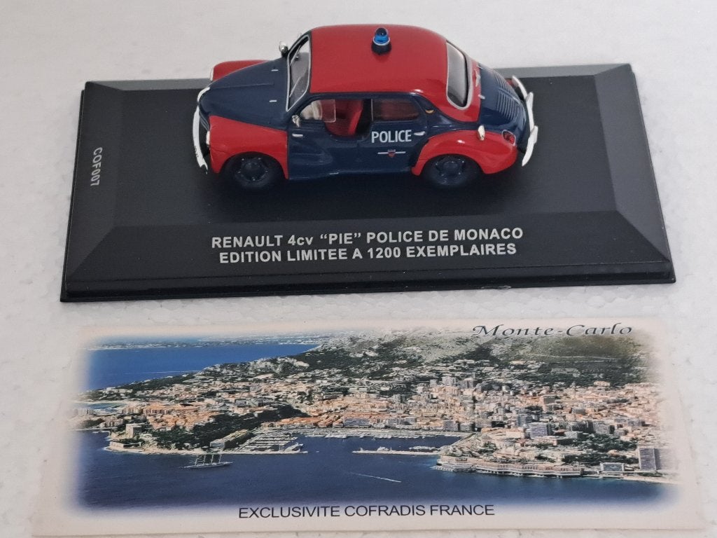 Renault 4CV Police Monaco 1/43 IXO Limited Edition, Ophalen of Verzenden, Zo goed als nieuw, Auto, Overige merken