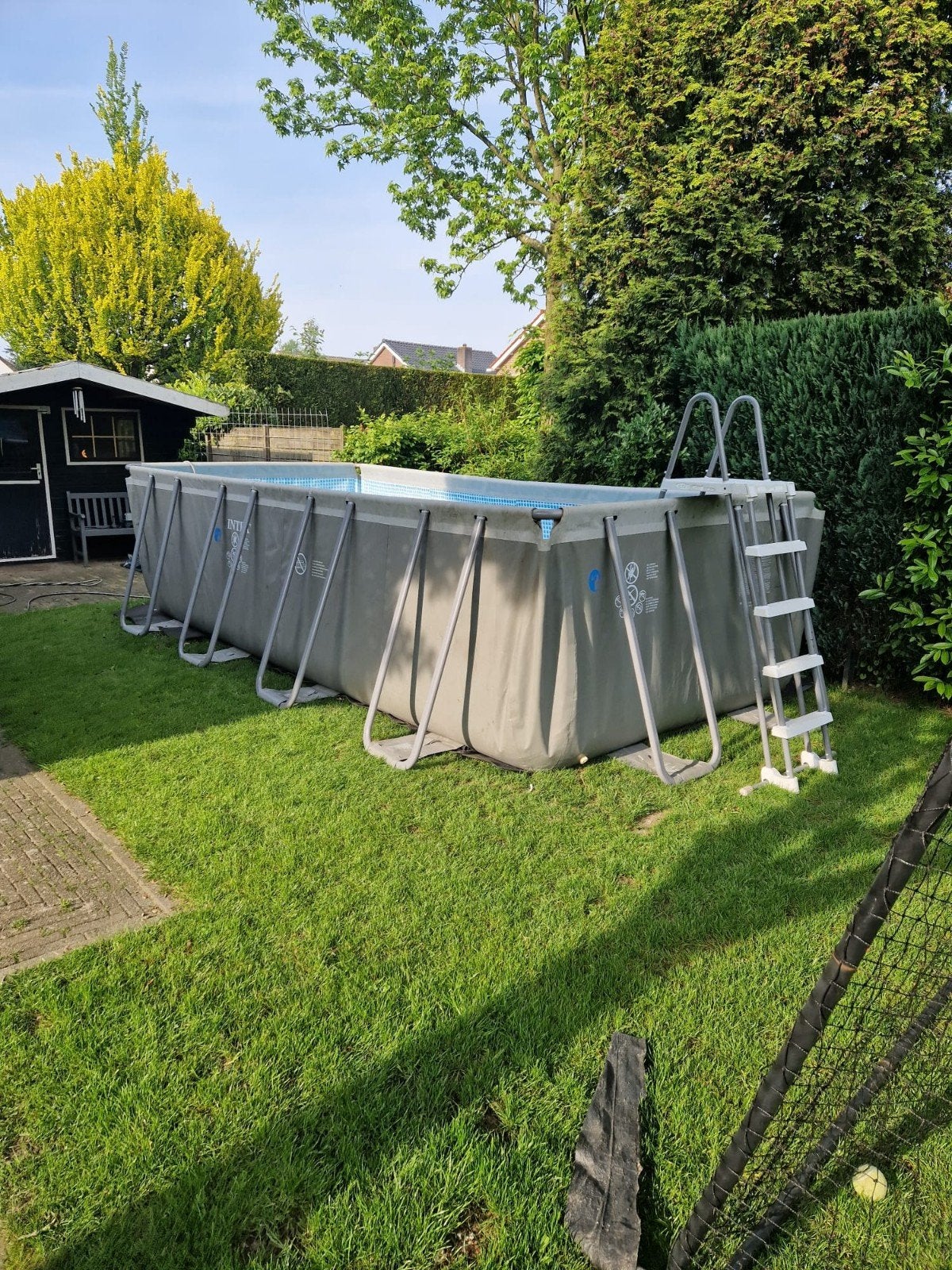 Intex Opzetzwembad met zandfilterpomp en warmtepomp, Gebruikt, 200 tot 300 cm, Rechthoekig, Ophalen