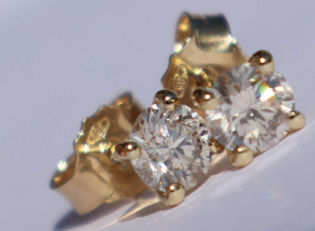 14 kt gouden oorbellen 1 ct natuurlijke diamanten briljant, Katwijk, Juwelina, Nieuw, Ophalen of Verzenden