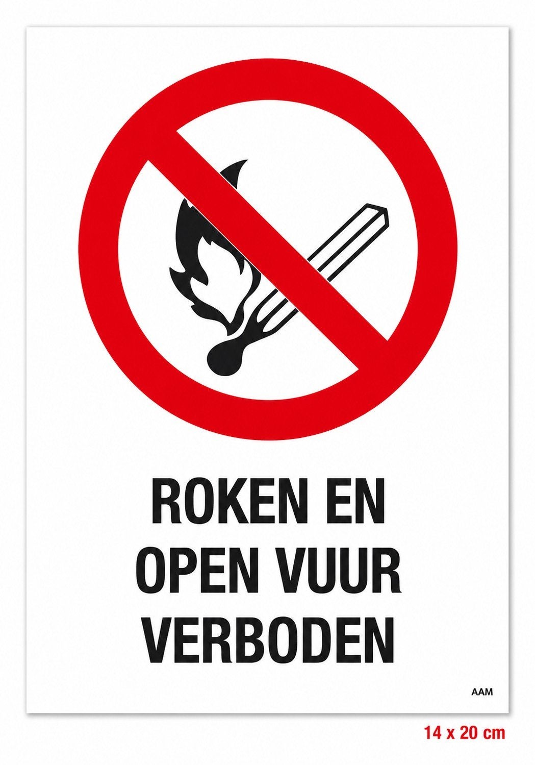 Bord Roken en vuur verboden - 14x20 cm, Verzenden, Overige typen, Nieuw, Nvt