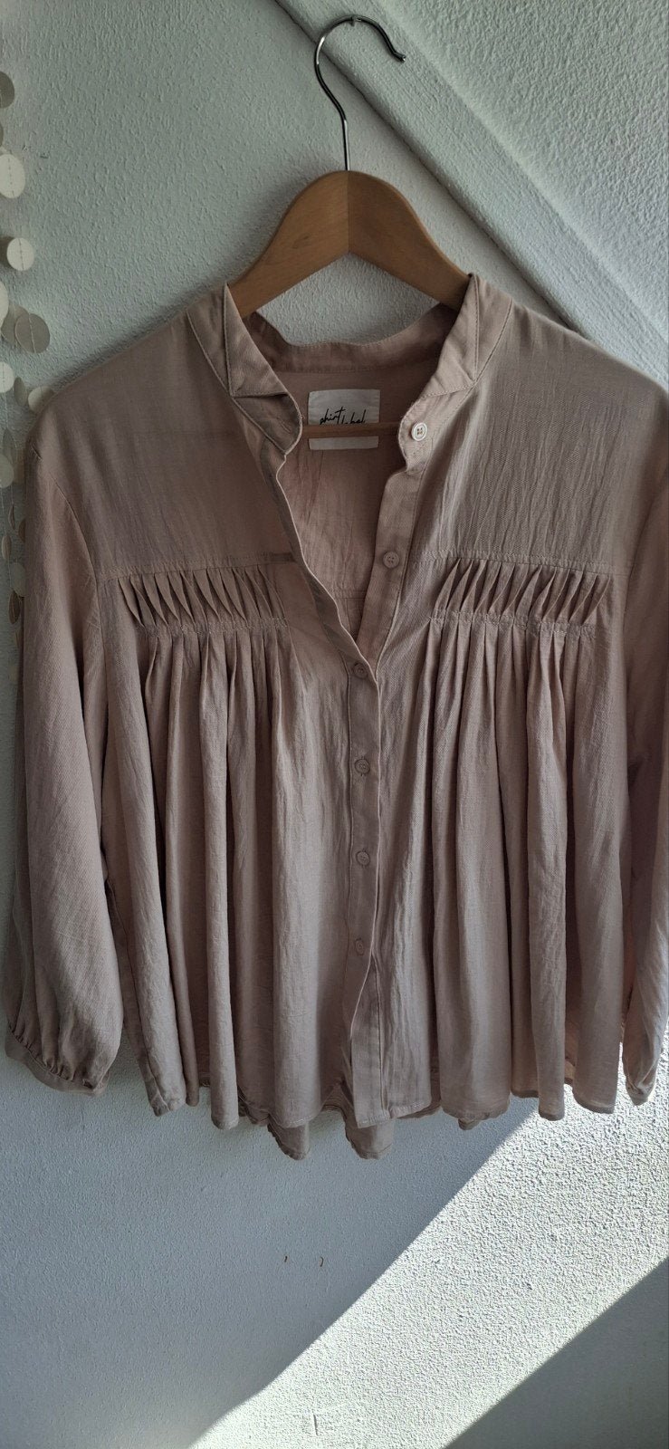 Shirtlabel katoenen blouse met plooien - Maat TU, Kleding | Dames, Maat 38/40 (M), Beige, Ophalen of Verzenden, Zo goed als nieuw
