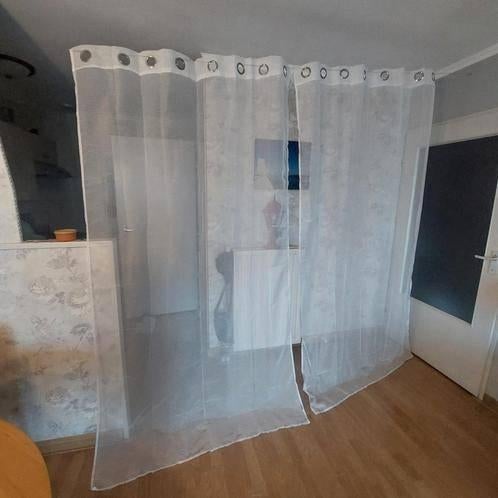 2xWitte vitrage, B133cmxH237cm-elke gordijn, Ophalen of Verzenden, Zo goed als nieuw, 200 cm of meer, 200 cm of meer