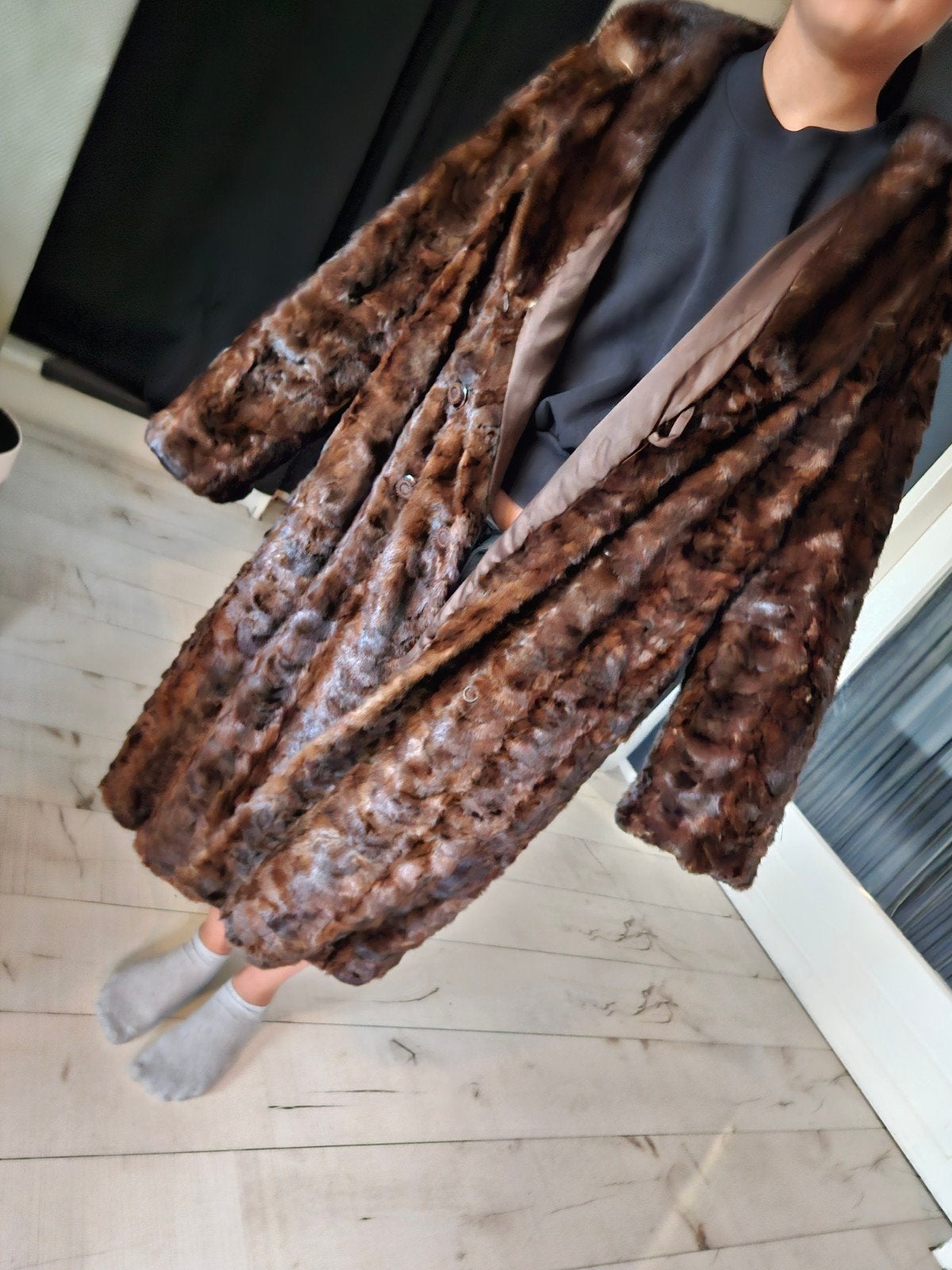 Luxe nertsen bontjas - Vintage bruin, Ophalen of Verzenden, Zo goed als nieuw, Maat 38/40 (M), Bruin