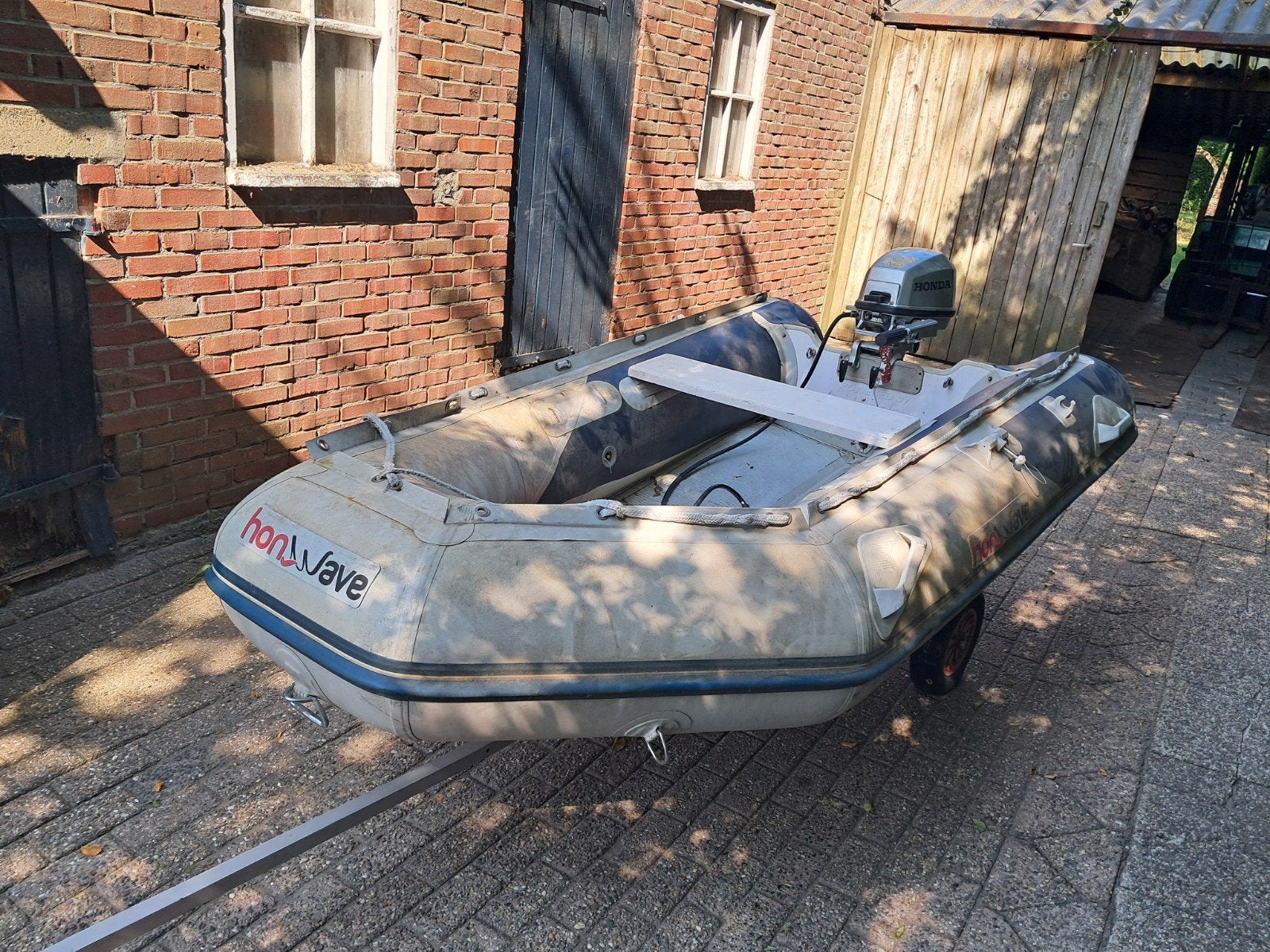 Rubber bootje met honda motor, Ophalen, Gebruikt, Motor en Techniek, Motorboot