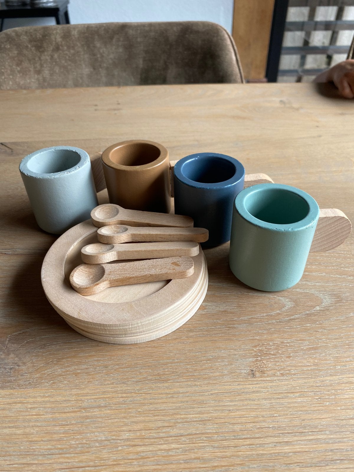 Liewood kopjes en schoteltjes / bordjes, Ophalen of Verzenden, Gebruikt, Hout, Speelkeuken-accessoire