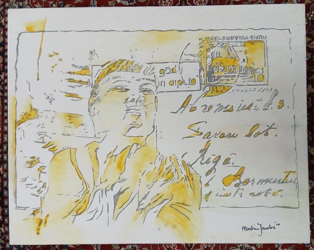Martine Jacobs - Postcard, Antiek en Kunst, Pastel, Overige materialen, Portret, Gesigneerd