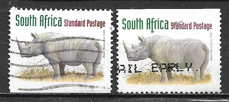 Repv Zuid Afrika 1998 Neushoorn postzbkje 1-zijdig ongetand, Verzenden, Zuid-Afrika, Gestempeld